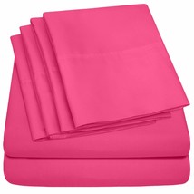 6 Piece Bed Sheet Set, Twin, Fuschia - £34.08 GBP