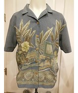 Teddi Women&#39;s Hawaiian Blouse Floral Print with Island Scenes Button Shi... - $16.23 CAD