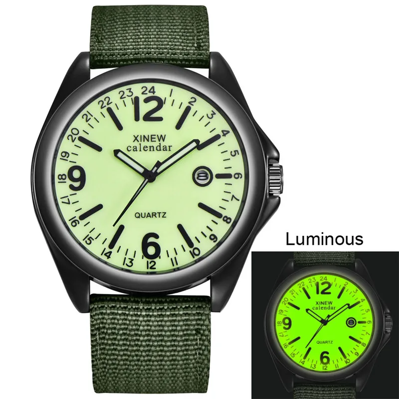 Men Watches Fashion Luminous Watches Nylon Strap Date Quartz Wristwatche... - $16.67