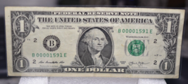 V RARE 2013 $1.00 LOW SERIAL LOW RUN GREAT CONDITION 00001591  LOOK **** - $11.30