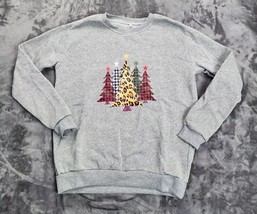 Womens Christmas Long Sleeve Lightweight Sweater Gray Medium - $14.59