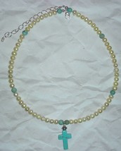 Keeping The Faith Fresh Water Pearls and Turquoise Necklace .sold - £100.71 GBP