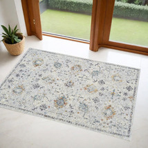 2&#39; X 3&#39; Ivory and Blue Floral Area Rug - $1,340.97 MXN
