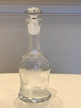 Antique Etched Glass Clear Decanter Bottle with Stopper - £38.68 GBP