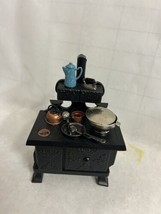 Vintage Miniature Cast Iron Stove Dollhouse Salesman Sample Shackman + Acces - £23.34 GBP