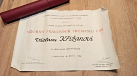 Lettera ceca d&#39;epoca. Insegnante onorato. firma del ministro. 1986 - $68.75
