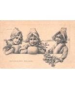 Antique Postcard Germany Early 1900&#39;s Happy New Year Little Girls - £3.49 GBP