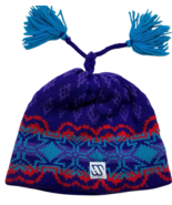 Vintage Murray Merkley Wool Winter Knit Beanie Hat Purple Handmade Ski O... - $28.19 CAD