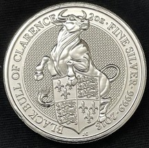 2018 Silver 2 oz GB Queens Black Bull Of Clarence .9999 Fine Coin Royal ... - $94.05