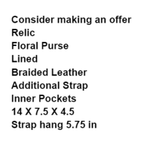 Relic Purse Multicolor Floral Fabric Lined Zipper Closure Bag Satchel Po... - £27.63 GBP
