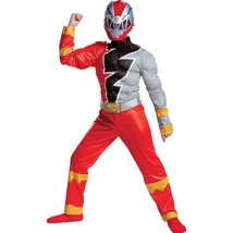 New Red Power Ranger Dino Fury Halloween Costume 3T-4T Toddler Mask Lights Up - £27.72 GBP