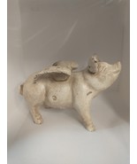 VTG 7” Piggy Coin Bank Cast Iron Pig Wings Flying Rustic Farmhouse Count... - $47.95 CAD