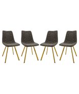 LeisureMod Markley Modern Leather Dining Chairs - Grey Kitchen Accent Ch... - $616.00 CAD