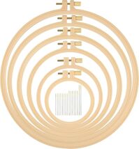 6 Pcs Embroidery Hoop 6 Size, Round Plastic Cross Stitch Hoop with 16 Ne... - $10.89