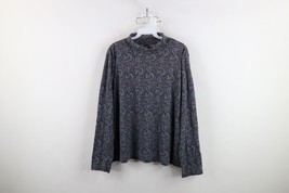 Vintage 90s Lands End Womens Large Faded Paisley Mock Neck Long Sleeve T... - $44.50
