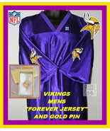 MINNESOTA VIKINGS JERSEY L FOOTBALL NEW MENS LARGE NFL &quot;FOREVER&quot;+PIN - £24.72 GBP