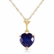 1.55 Carat 14K Yellow Gold Gemstone Necklace Natural Heart Sapphire 14&quot;-24&quot; - £221.91 GBP