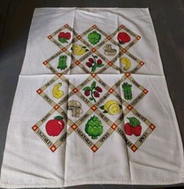 Vintage Dish Hand Towel Bread Cover Vegetables Fruits Herbs Spices 23x16 - $12.20