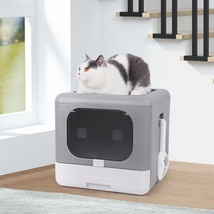 Foldable Cat Litter Box With Lid Extra Large Double Doors Pp No Smell Cat Potty - £68.80 GBP