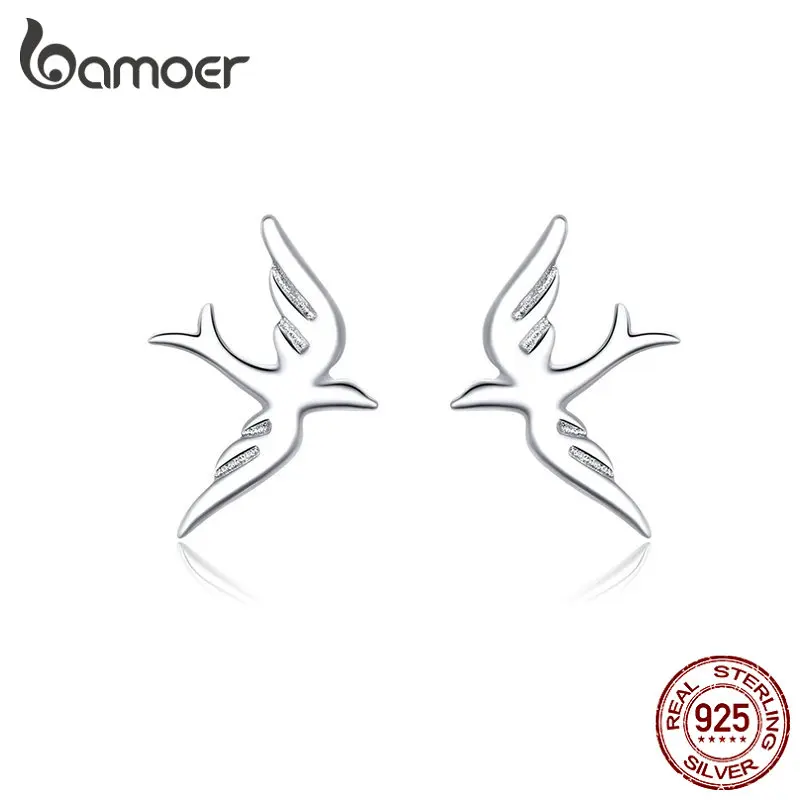 Spring Swallow Stud Earrings for Women 925 Sterling Silver Jewelry Vivid Flying  - £13.44 GBP