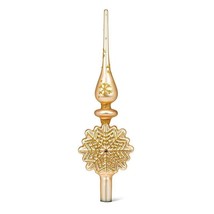 Gold Snowflake Tree Topper 13" High Glass Geometric Design Glittery