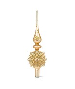 Gold Snowflake Tree Topper 13&quot; High Glass Geometric Design Glittery - £27.60 GBP