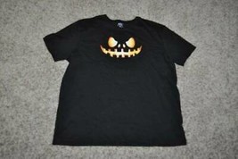 Mens Halloween Shirt Black Pumpkin Face Crew Short Sleeve-sz 2XL - £11.89 GBP