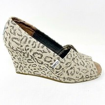 Toms Wedge Snow Leopard Womens Ankle Canvas Heel Bootie Shoes - £35.34 GBP