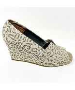 Toms Wedge Snow Leopard Womens Ankle Canvas Heel Bootie Shoes - $61.67 CAD