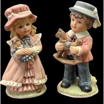 Homco Victorian Girl and Boy Vintage Porcelain Figurine Set #1419 - £15.20 GBP