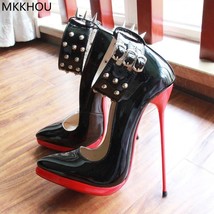 Fashion Pumps New Pointed Toe Stiletto 16cm High Heel Shoes Ankle Buckle Strap R - £93.22 GBP