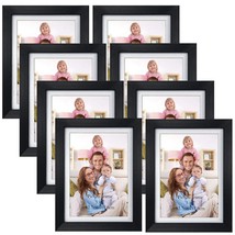 5X7 Picture Frame Set Of 8, 6X8 Matted To Display 5 By 7 Photo With Mat Or 6 By  - £40.05 GBP