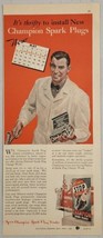 1939 Print Ad Champion Spark Plugs Mechanic Gas Station Pump  - £12.90 GBP