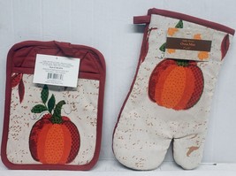 2pc Tapestry Set: Oven Mitt (12&quot;)&amp;Pot Holder(7&quot;x9&quot;) Harvest, Fall,Pumpkin,Nidico - £7.94 GBP