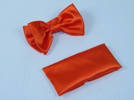Men's Satin Silky Bow Tie Hankie by J.Valintin Collection #10014 Orange image 2