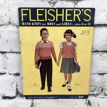Vintage Fleisher&#39;s Hand Knits for Boys and Girls Sizes 6 to 14 Pattern Book - $11.88