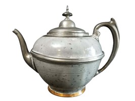 Pewter trimmed Grey Graniteware Teapot with c.1890 - $133.65