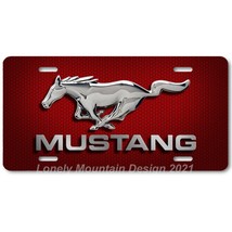 Ford Mustang Inspired Art on Red Hex FLAT Aluminum Novelty Car License Tag Plate - $17.99