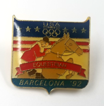 VTG Equestrian Barcelona &#39;92 Summer Olympics Horse Rider USA Enamel Pin Souvenir - £11.85 GBP