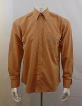 Raffael Uomo Size Medium Men&#39;s Long Sleeve Button Up Orange Cotton Blend... - $10.78