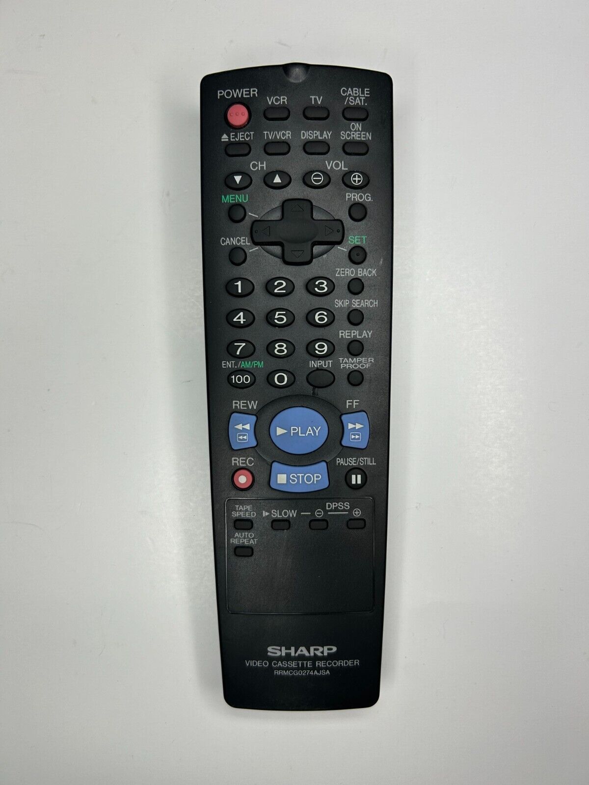 Sharp RRMCG0274AJSA VCR Remote Control, Black - OEM for XA705 + More  			