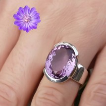 Gift For Women Cluster Ring Size  925 Silver Natural Amethyst - £7.34 GBP