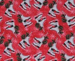 Cotton Ice Skates Holly Snowflakes Christmas Fabric Print by the Yard D4... - £9.80 GBP