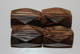 Wood Jewelry Beads Package Of 4 Facet Cut 1 1/4&quot; X 3/4&quot; Approx. - £2.88 GBP