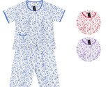 Women&#39;s Floral Cotton Blend 2 Piece Sleepwear Button Up Capri Pajama Set... - $18.89