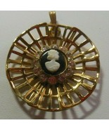 Vintage Cameo Rhinestone Filigree Pendant - $26.08 CAD