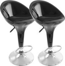 Elama Modern 2 Piece Modern Bombo Adjustable Bar Stool in Black with Chrome Base - £225.57 GBP