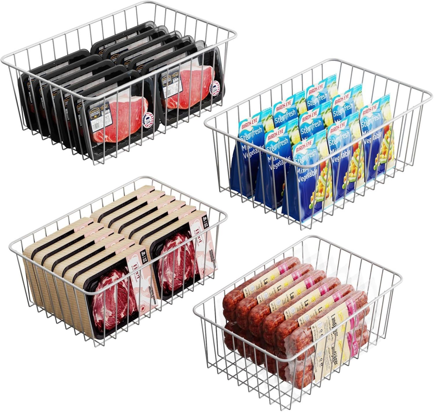 Ispecle Freezer Organizer Bins - 4 Pack Medium Upright Baskets For 14 To... - $41.99