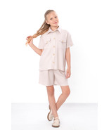 Teen Girls’ Linen Viscose Set – Short Sleeve Shirt with Buttons &amp; Comfy ... - $1,179.59 MXN+