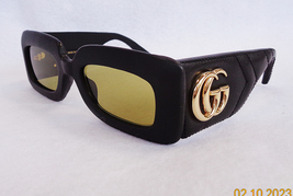 Gucci Woman Sunglasses GG0816S 001 Snake Quilted Leather Black Made In ITALY-New - £638.95 GBP